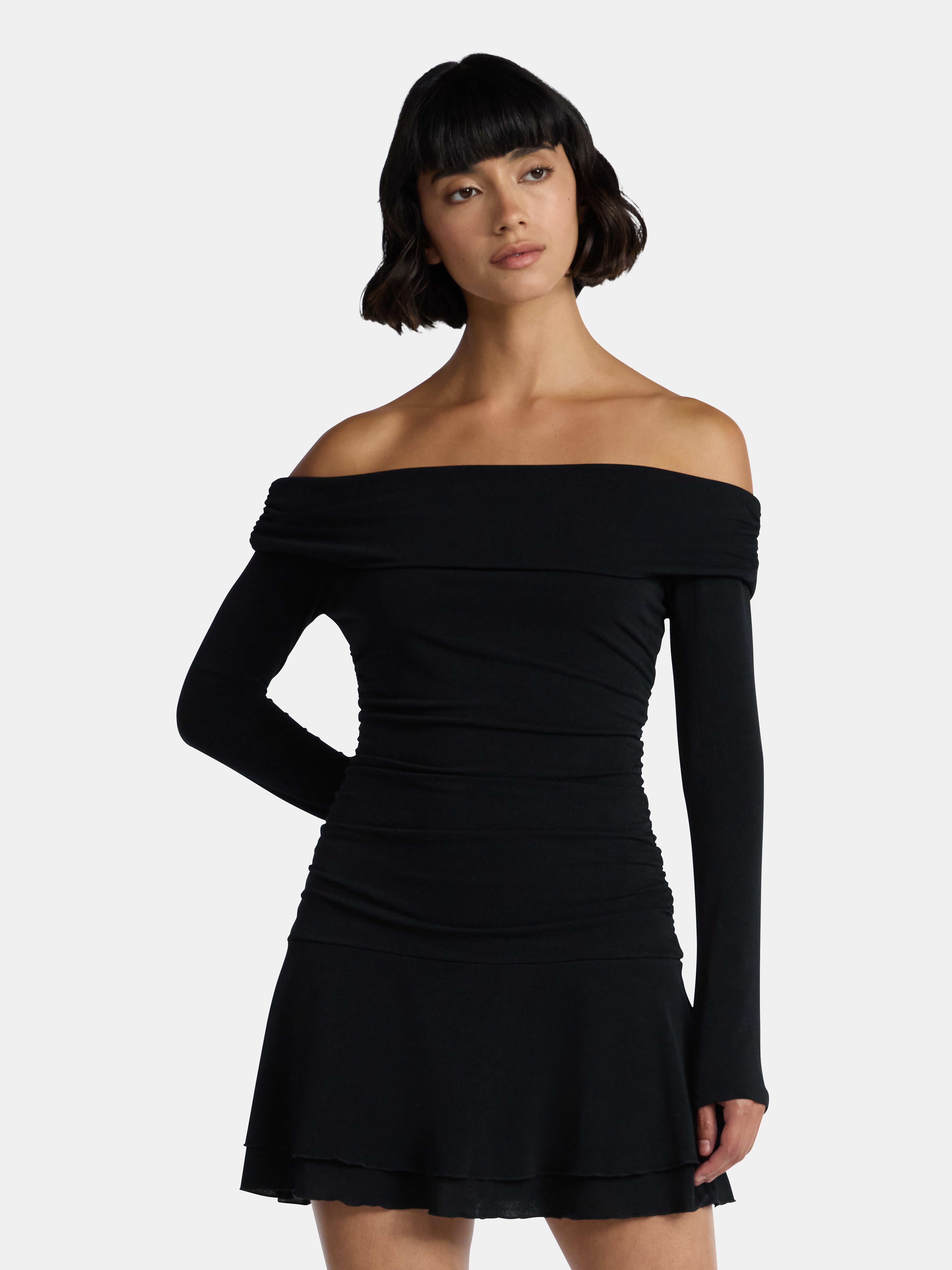 Madden NYC Women’s Drop Waist Dress with Long Sleeves, Sizes XXS-XXL