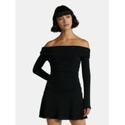 MADDEN NYC Women’s Drop Waist Dress with Long Sleeves, Sizes XXS-XXL