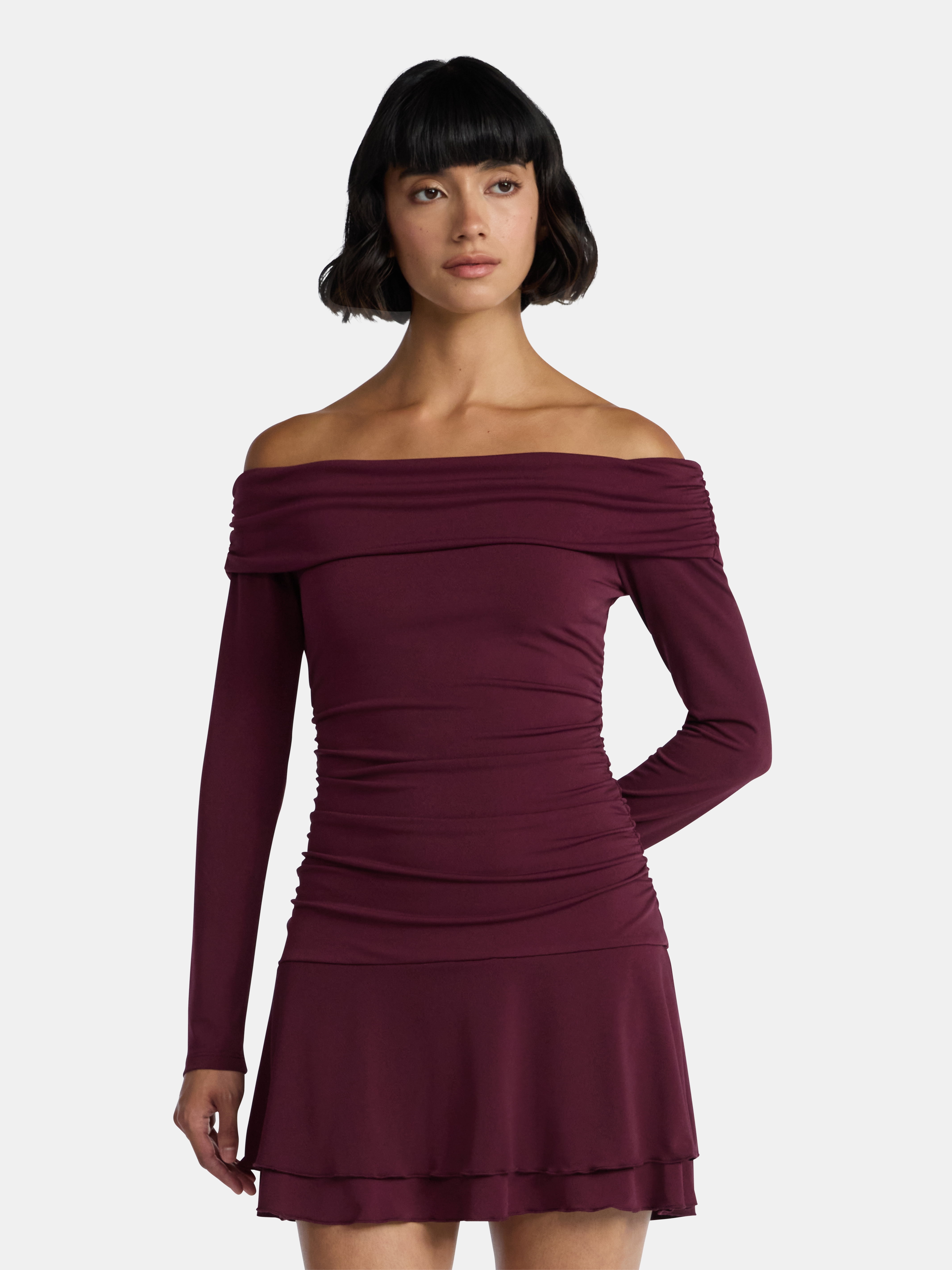 Madden NYC Women’s Drop Waist Dress with Long Sleeves, Sizes XXS-XXL
