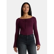Madden NYC Women's Ribbon Top with Long Sleeves, Sizes XXS-XXL