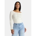 thumbnail image 1 of Madden NYC Women's Ribbon Top with Long Sleeves, Sizes XXS-XXL, 1 of 5