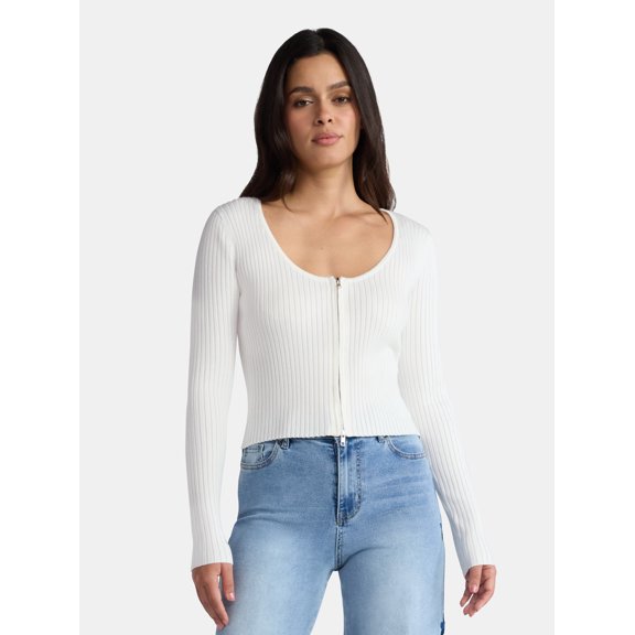 Madden NYC Women’s Zip Top with Long Sleeves, Sizes XXS-2XL