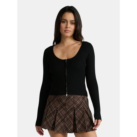 Madden NYC Women’s Zip Top with Long Sleeves, Sizes XXS-2XL