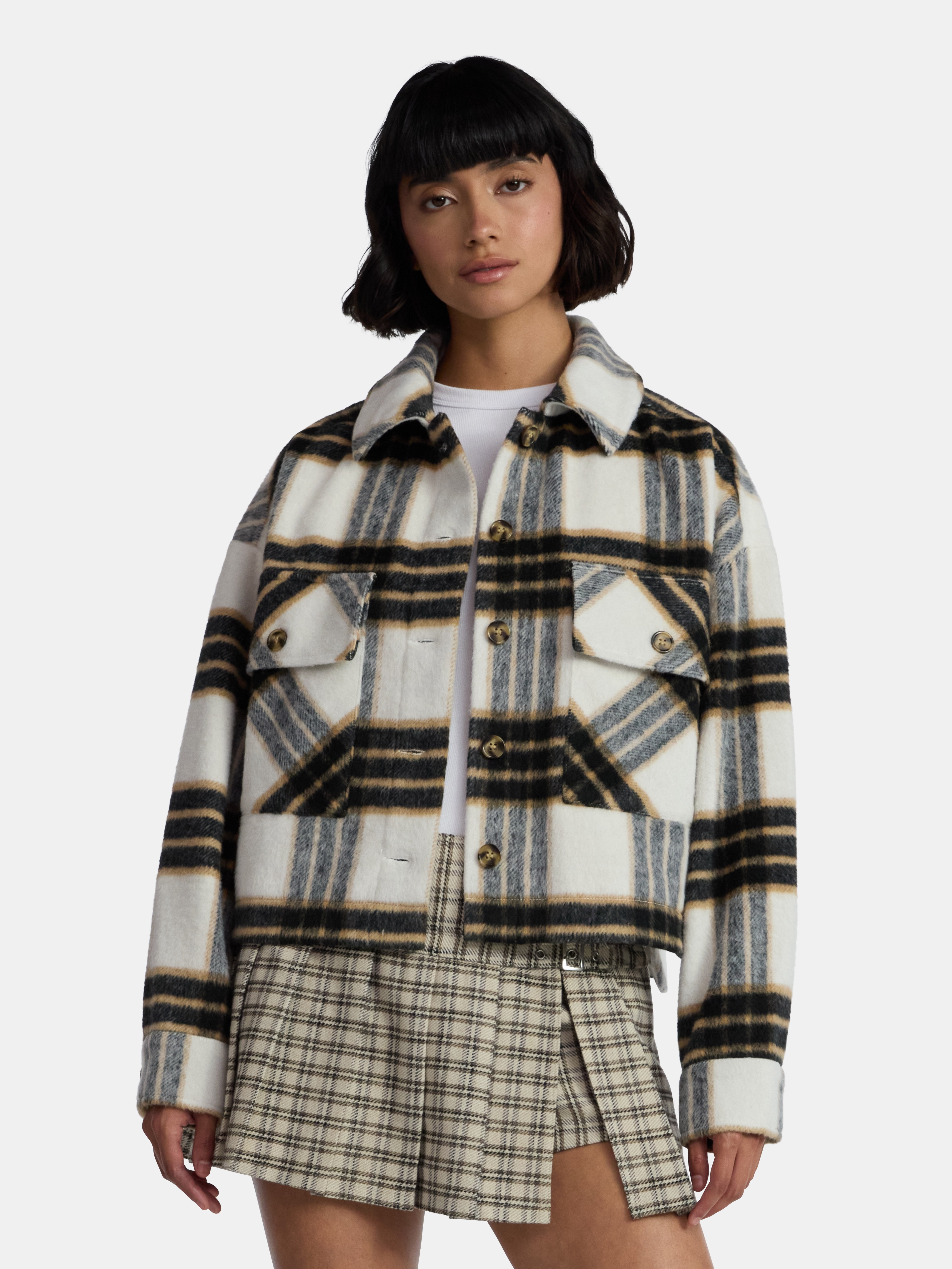 Madden NYC Women’s Plaid Jacket, Midweight, Sizes XXS-XXL