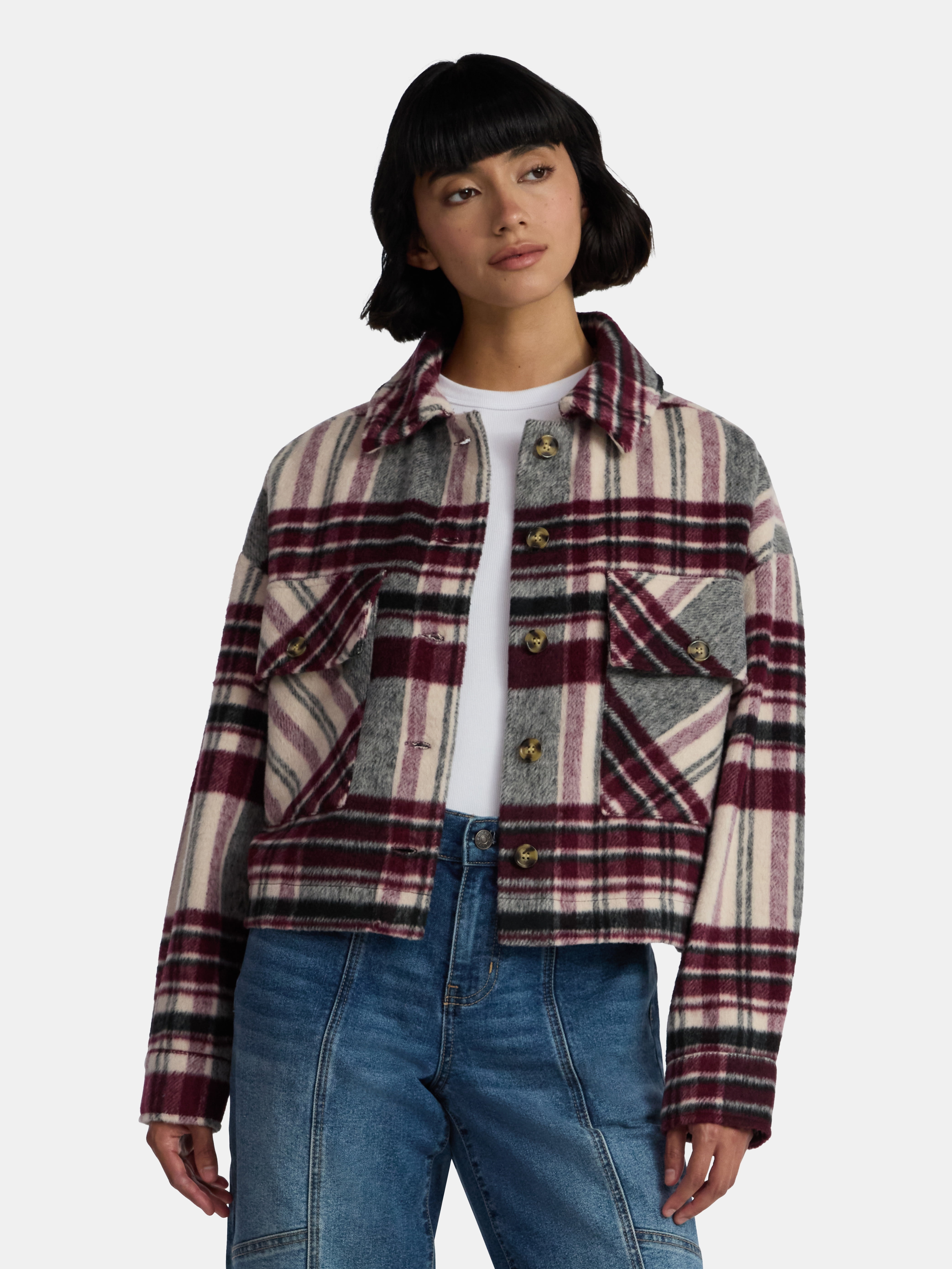 Madden NYC Women's Plaid Jacket, Midweight, Sizes XXS-XXL