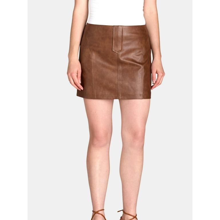 Madden NYC Juniors Washed Faux Leather Skirt, Sizes XXS-XXL