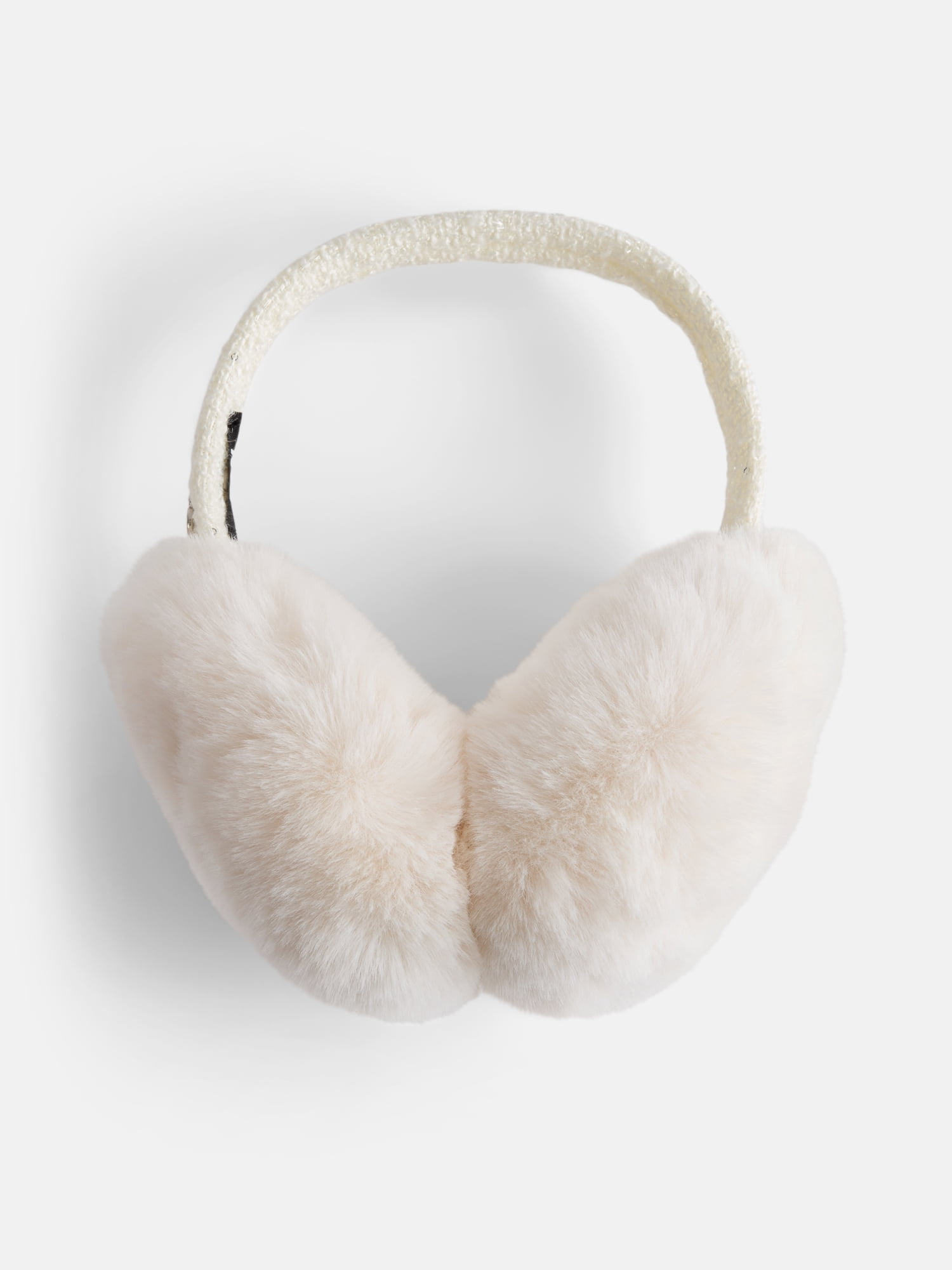 MNYC Women's Boucle Sequin Trim Earmuff, Ivory