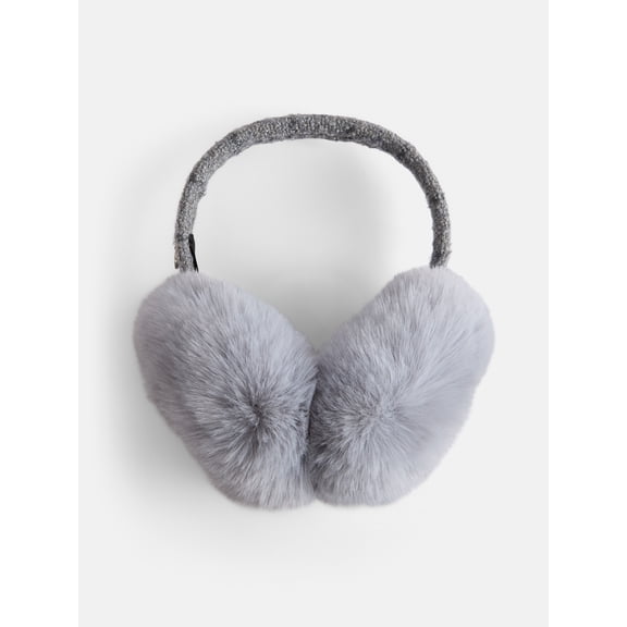 MNYC Women's Boucle Sequin Trim Earmuff, Gray