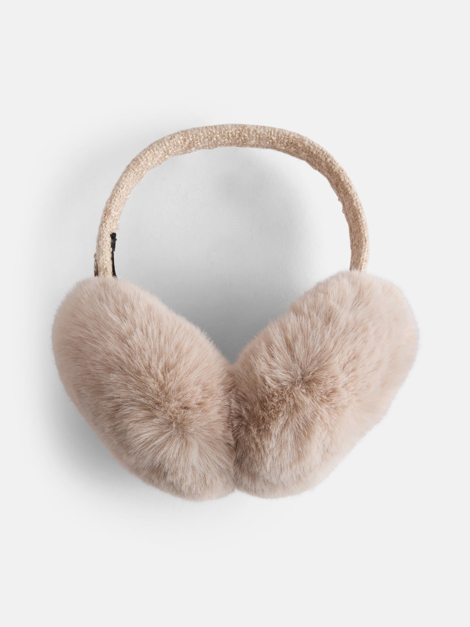 MNYC Women's Boucle Sequin Trim Earmuff, Tan