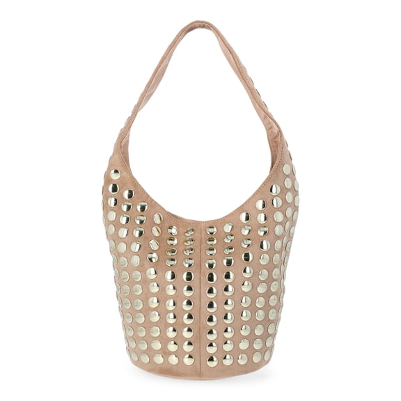 Madden NYC Women's Studded Bucket Shoulder Bag, Khaki