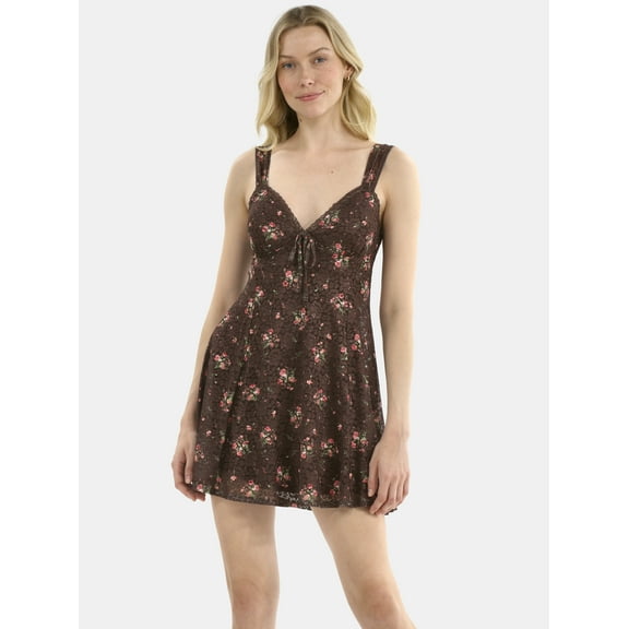 Madden NYC Women's Sleeveless Skater Dress with Lace Trim, Sizes XXS-XXL