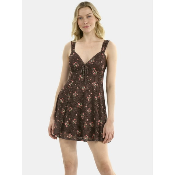 Madden NYC Women's Sleeveless Skater Dress with Lace Trim, Sizes XXS-XXL