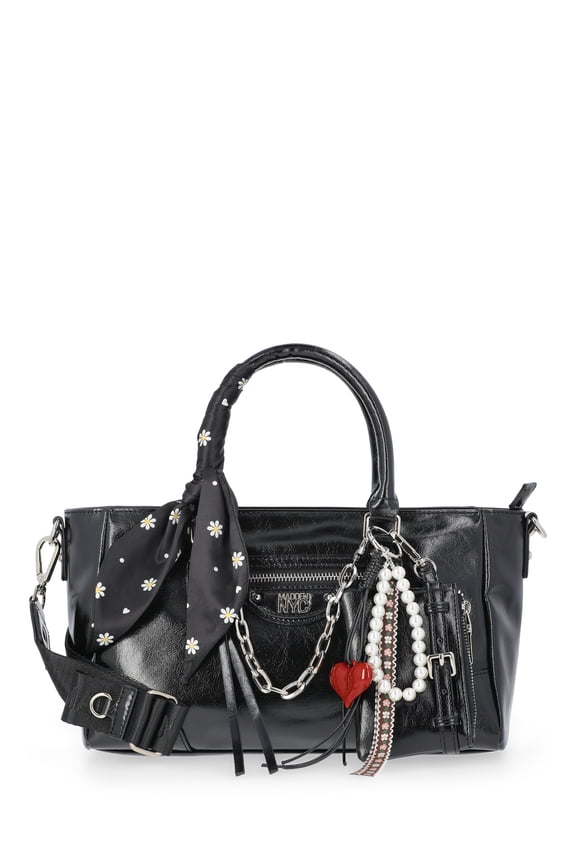 Women's Slouchy Top Handle Satchel, Black