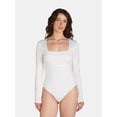 thumbnail image 1 of Madden NYC Women's Ruched Square Neck Bodysuit, Sizes XXS-XXL, 1 of 5