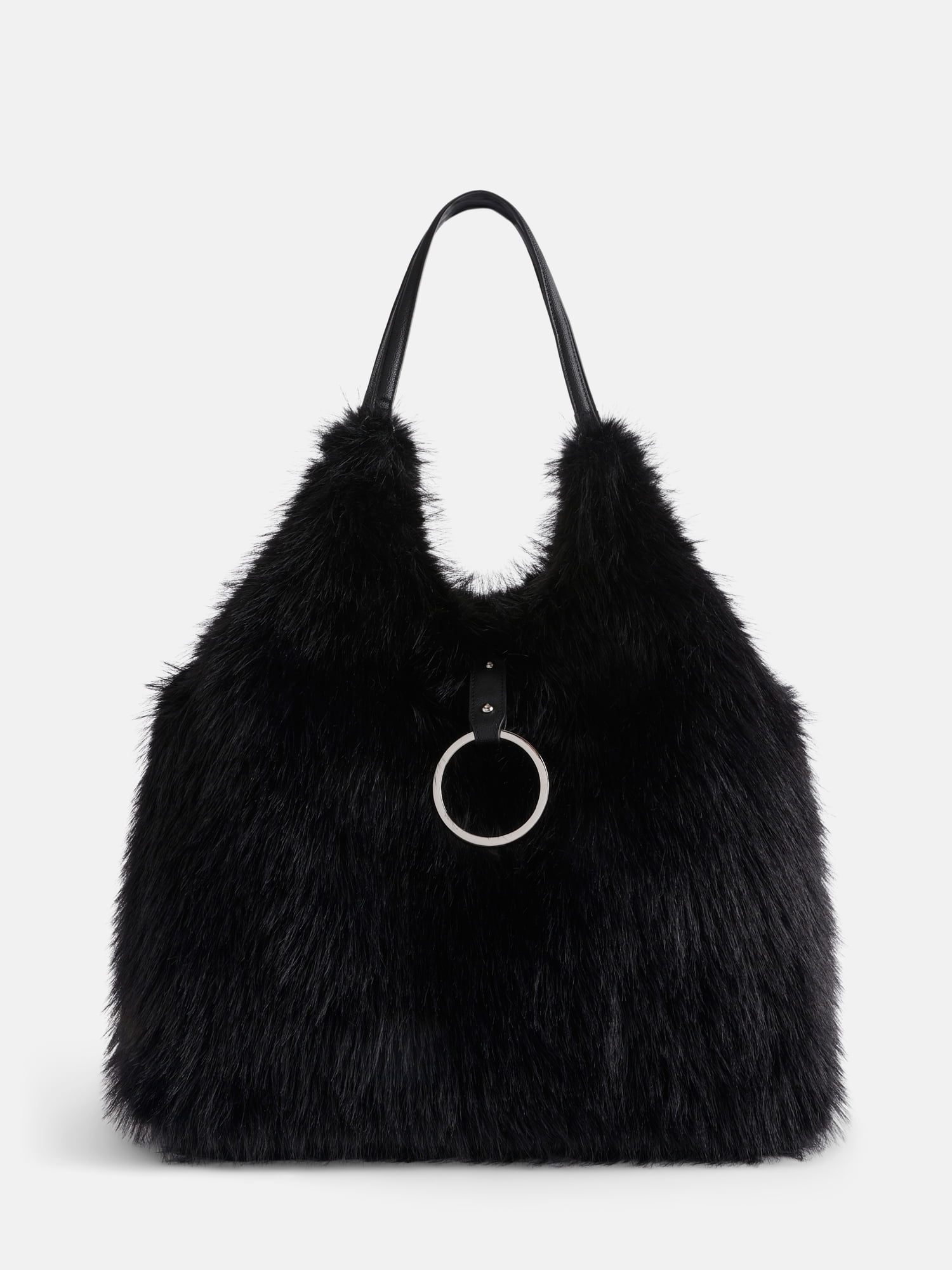 Madden NYC Women's Faux Fur Tote Bag, Black