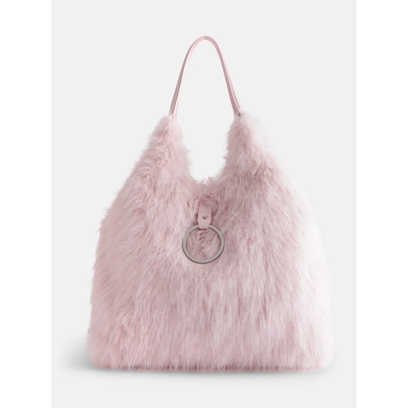 Madden NYC Women's Faux Fur Tote Bag, Pink