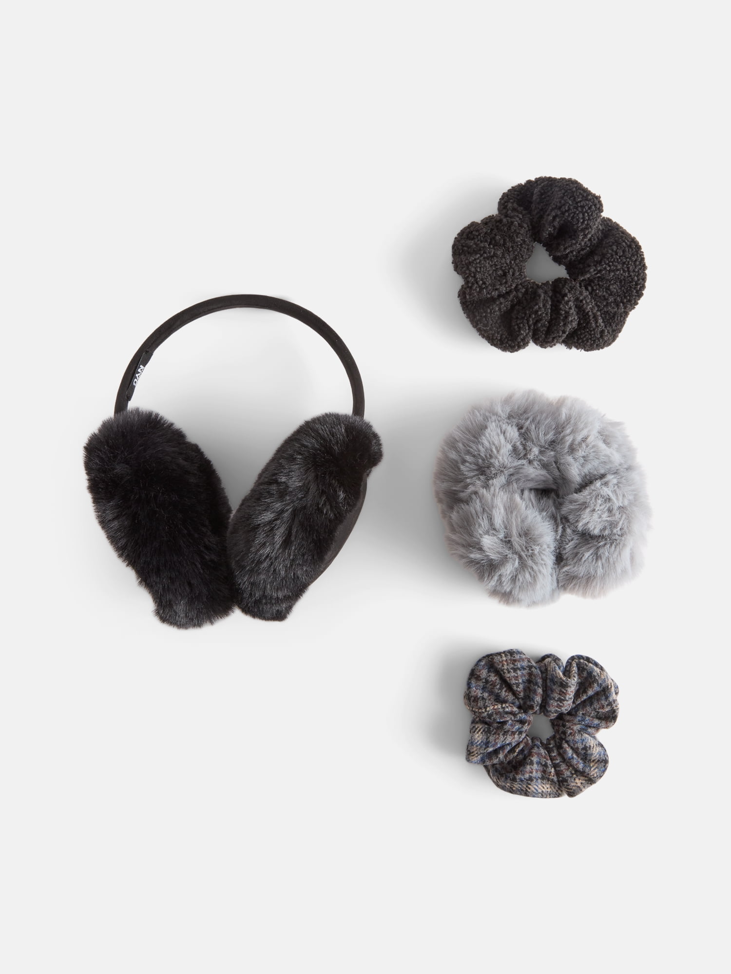 MNYC Women's Earmuff w/ Scrunchie Set Black Multi