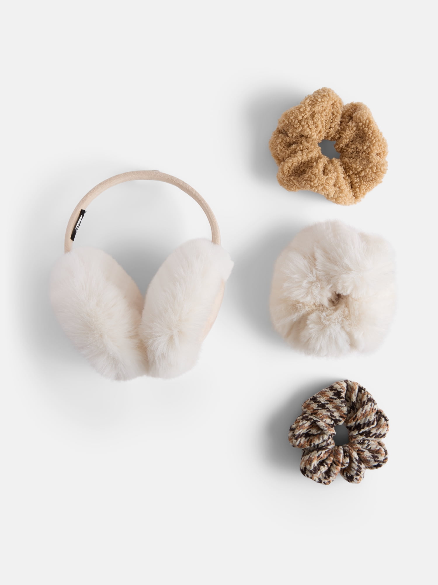MNYC Women's Earmuff w/ Scrunchie Set Tan Multi