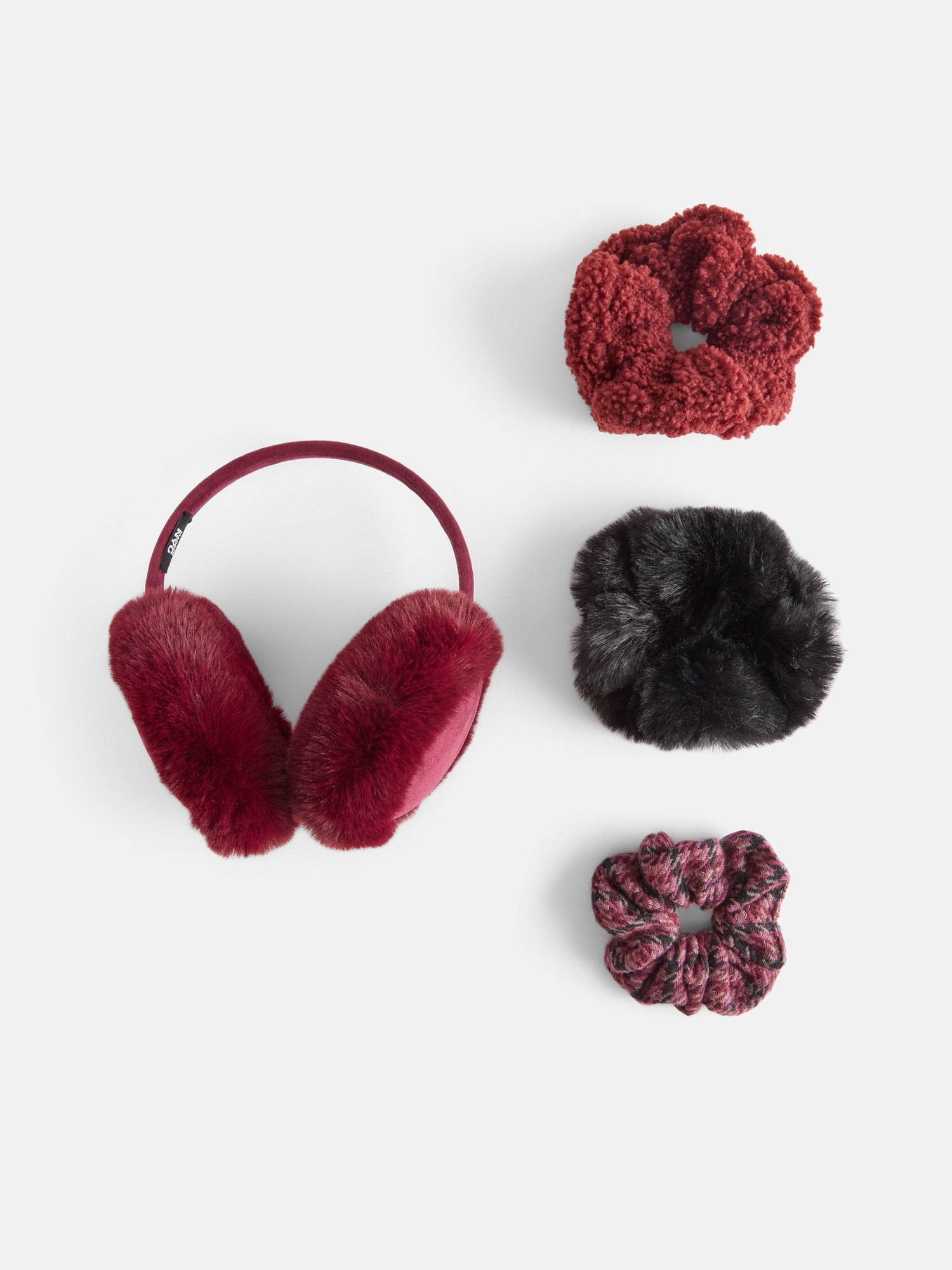 MNYC Women's Earmuff w/ Scrunchie Set Burgundy Multi