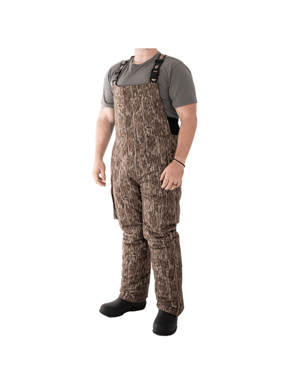 Mossy Oak Elements Men's Sherpa Lined Waterproof Hunting Bib, Mossy Oak New Bottomland, Size Extra Large