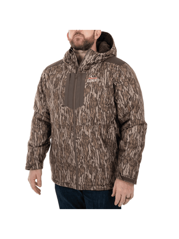 Elements Men's Sherpa Lined Waterproof Hunting Jacket, Mossy Oak New Bottomland, Size Extra-Large