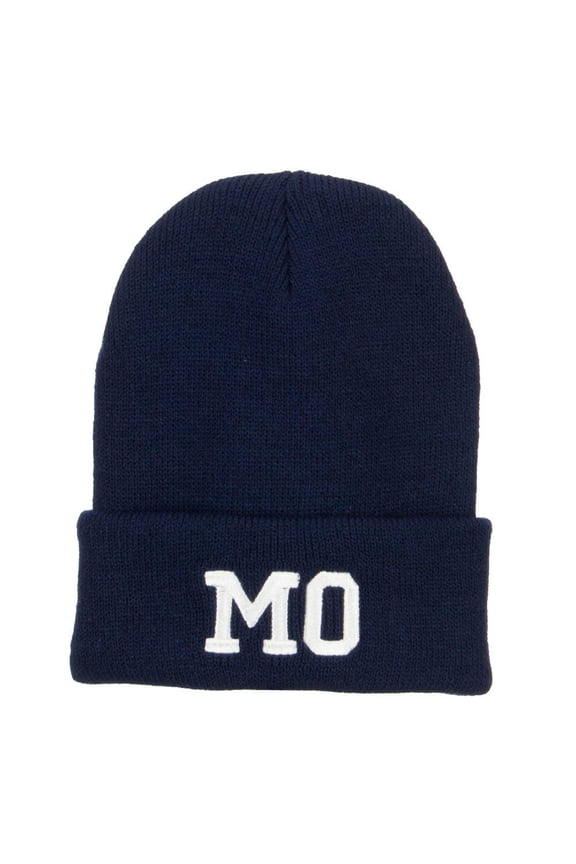 MO Missouri State Embroidered Long Beanie - Navy OSFM