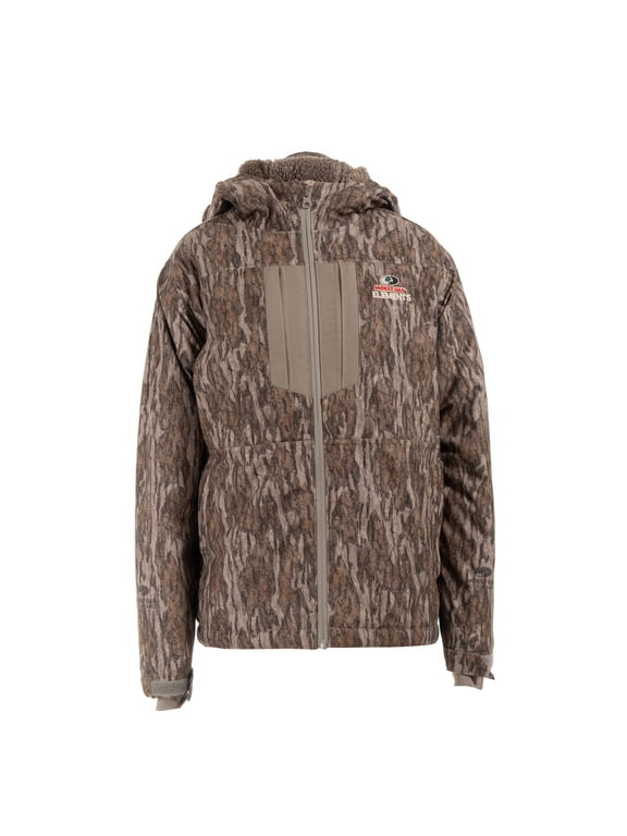 Elements Youth Sherpa Lined Waterproof Hunting Jacket, Mossy Oak New Bottomland, Size Small