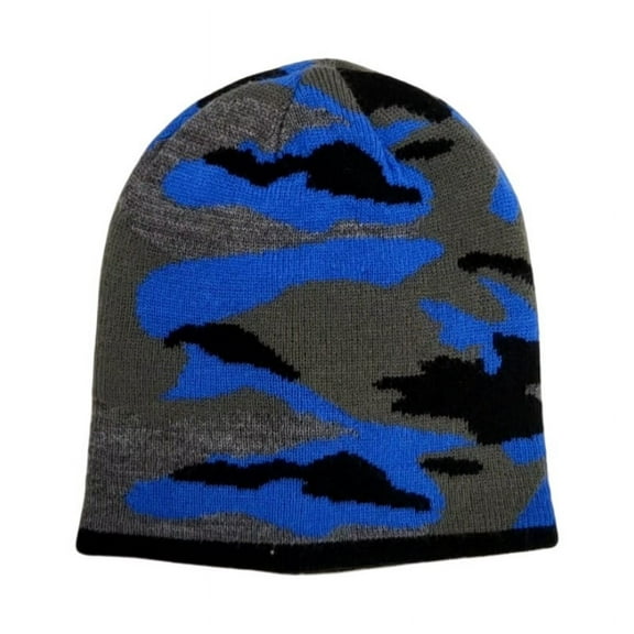 MO8267, Men's Jacquard Knitted Reversible Beanie, Camo Pattern