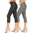 thumbnail image 1 of Women's 2 Pack Casual Comfy Slim Pocket Jeggings Jeans Capri Pants, 1 of 7