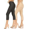 thumbnail image 1 of Women's 2 Pack Casual Comfy Slim Pocket Jeggings Jeans Capri Pants, 1 of 7