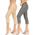 thumbnail image 1 of Women's 2 Pack Casual Comfy Slim Pocket Jeggings Jeans Capri Pants, 1 of 7