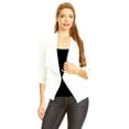 thumbnail image 1 of Women's Fitted Waist Length Jacket Open Front Draped Neck Ruched Sleeves, 1 of 5