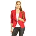 thumbnail image 1 of Women's Fitted Waist Length Jacket Open Front Draped Neck Ruched Sleeves, 1 of 3