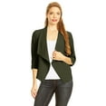 thumbnail image 1 of Women's Fitted Waist Length Jacket Open Front Draped Neck Ruched Sleeves, 1 of 6