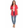 thumbnail image 1 of Women's  Basic Casual Solid Short Sleeve Open Front Cardigan (S-3X), 1 of 5