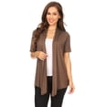 thumbnail image 1 of Women's  Basic Casual Solid Short Sleeve Open Front Cardigan (S-3X), 1 of 4