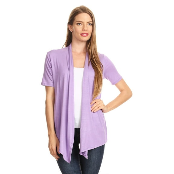 Women's  Basic Casual Solid Short Sleeve Open Front Cardigan (S-3X)