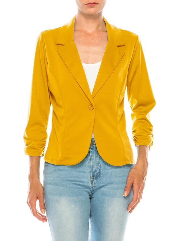 Women's Basic Long Sleeves Button Blazer Jacket