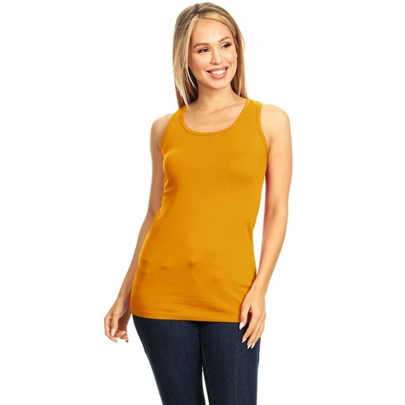 Women's Basic Solid racerback tank top with scoop neck