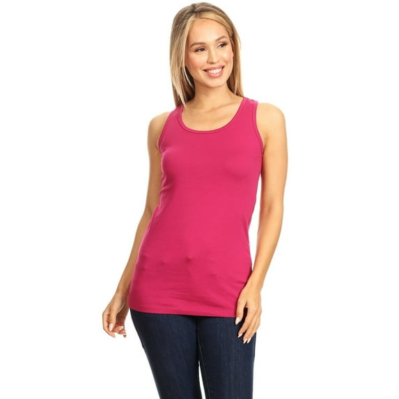 Women's Basic Solid racerback tank top with scoop neck