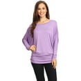 thumbnail image 1 of MOA COLLECTION Women's Boat Neck 3/4 Dolman Sleeve Basic Top Regular & Plus Size, 1 of 3