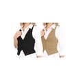 thumbnail image 1 of Women's Casual Button Down Racerback Belt Slim Tuxedo Suit Vest Top S-3XL (Pack of 2), 1 of 6