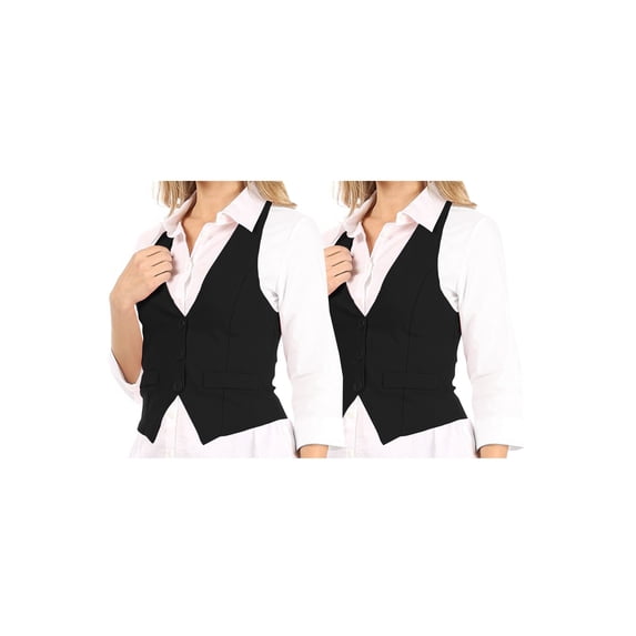 Women's Casual Button Down Racerback Belt Slim Tuxedo Suit Vest Top S-3XL (Pack of 2)