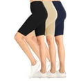 thumbnail image 1 of MOA COLLECTION Women's Casual High Waist Stretch Basic Mid Thigh Active Biker Shorts Pants (Pack of 3), 1 of 6