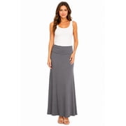 Women's Trendy Style Solid Maxi Long Skirt High Waist Waistband Relaxed Fit