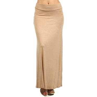 MOA COLLECTION Women's Casual High Waisted Solid / Printed Long Maxi Skirt