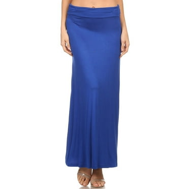 MOA COLLECTION Women's Casual High Waisted Solid / Printed Long Maxi Skirt