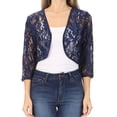 thumbnail image 1 of MOA COLLECTION Women's Casual Lace Bolero Crochet Open Cardigan 3/4 Sleeve Sheer Cover Up Jacket, 1 of 7