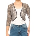 thumbnail image 1 of MOA COLLECTION Women's Casual Lace Bolero Crochet Open Cardigan 3/4 Sleeve Sheer Cover Up Jacket, 1 of 7