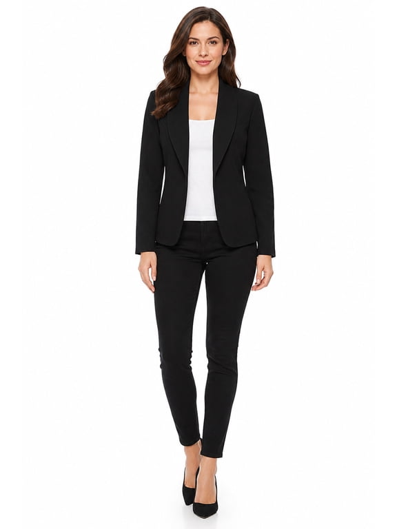 Women's Casual Lightweight Open Front Long Sleeves Blazer Jacket